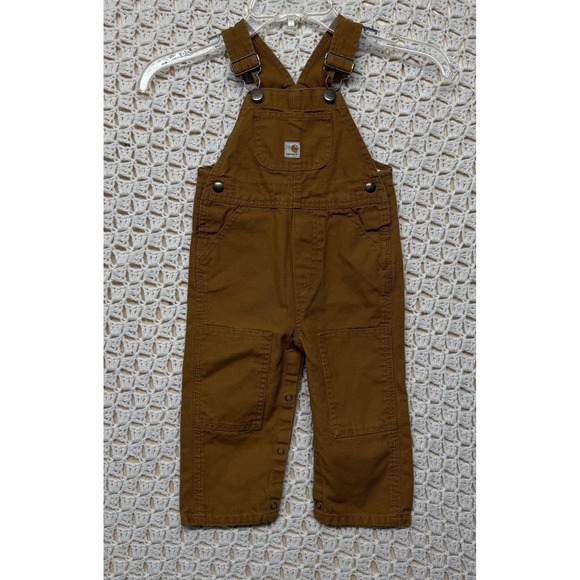 Carhartt Other - Carhartt Overalls Baby Sz 18 Monts Brown Duck Canvas Workwear Bibs Double Knee